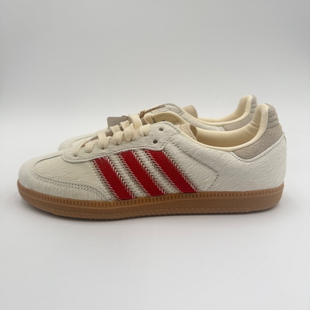 Adidas Women's Size 8.5 Samba OG Pony Hair Pack - Wonder Beige Better Scarlet - Picture 3 of 7